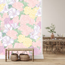 Ρομαντική φωτοταπετσαρία βρεφικού δωματίου με λουλούδια