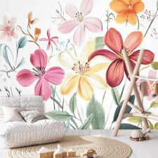 Ρομαντική φωτοταπετσαρία μωρού με λουλούδια