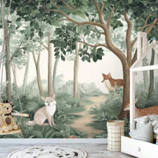 Ρομαντική φωτοταπετσαρία μωρού με χαριτωμένα ζωάκια