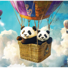 Παστέλ βρεφική φωτοταπετσαρία με αρκουδάκια