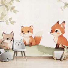 Φωτοταπετσαρία τοίχου για μωρό με χαριτωμένα ζωάκια