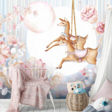 Ρομαντική φωτοταπετσαρία τοίχου για βρεφικό δωμάτιο