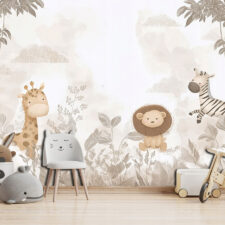 Φωτοταπετσαρία μωρού με ζωάκια σε παραμυθένιο στυλ